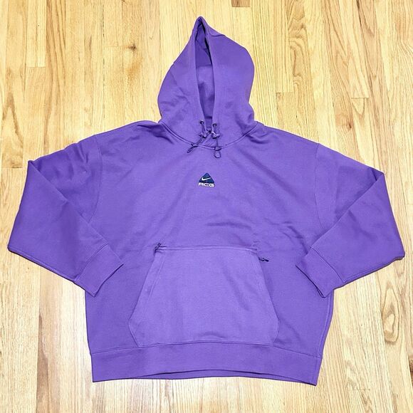 Nike ACG Therma-FIT Unisex Size XL Purple Fleece Loose Fit Pullover Hoodie - Picture 2 of 8